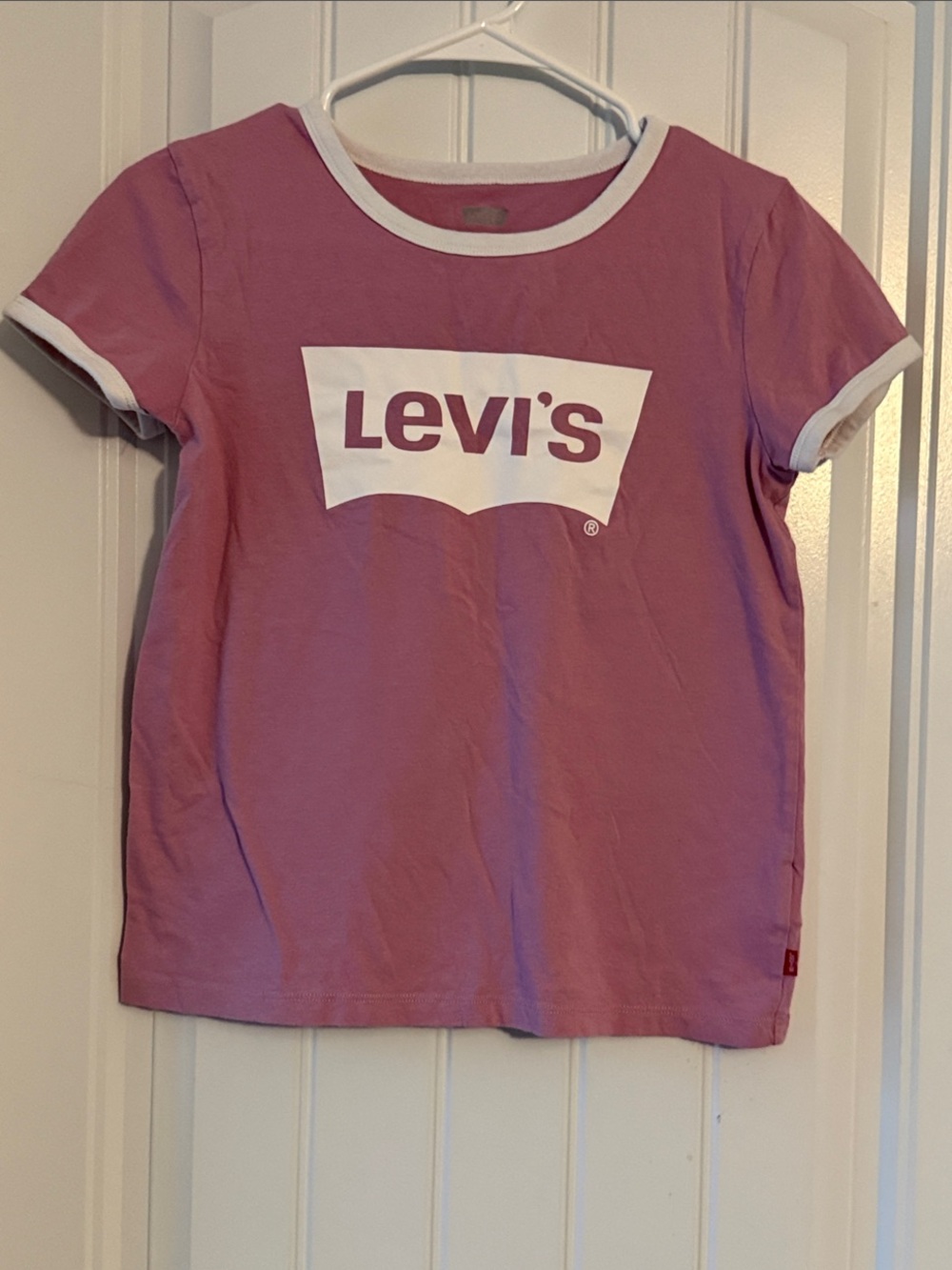 Levi's Girls Pink Ringer Logo Tee with White Trim